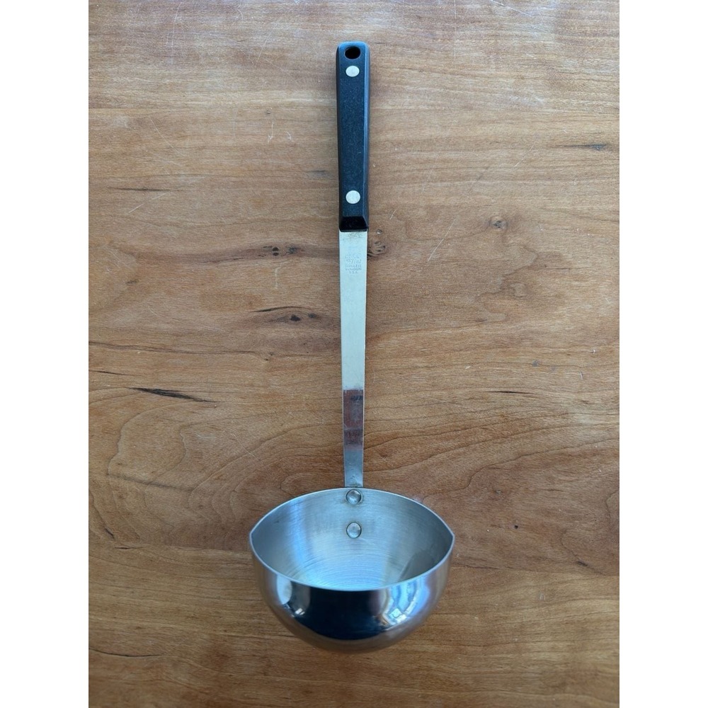 Vintage EKCO Flint Stainless Vanadium Ladle with Black Riveted Handle